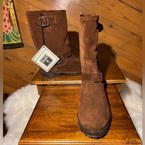 Frye Brown Combat & Moto Boots